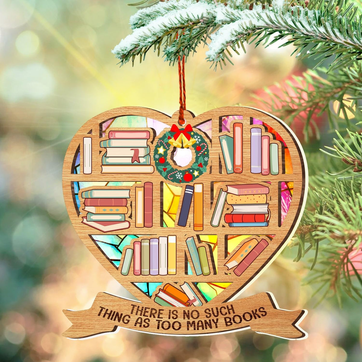 Book Lovers Christmas Ornament, Reading Theme Tree Decor, Literary Keepsake Gift for Readers, Bookworms and Librarians