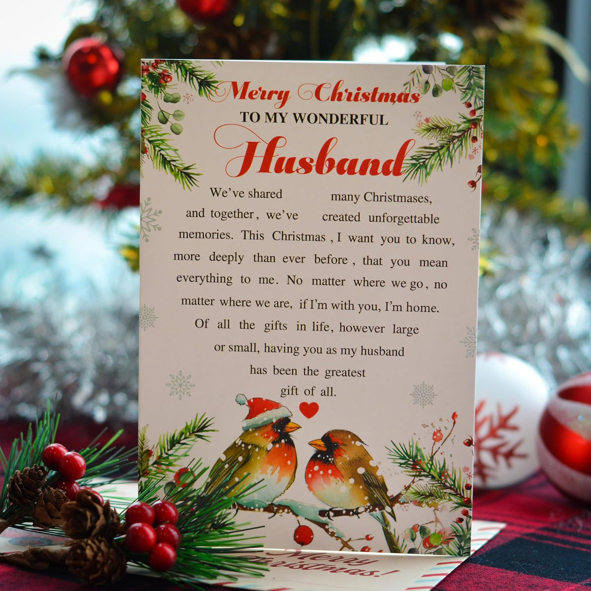 Romantic Christmas Card for Husband from Wife – Holiday Love Greeting with Envelope and Seal