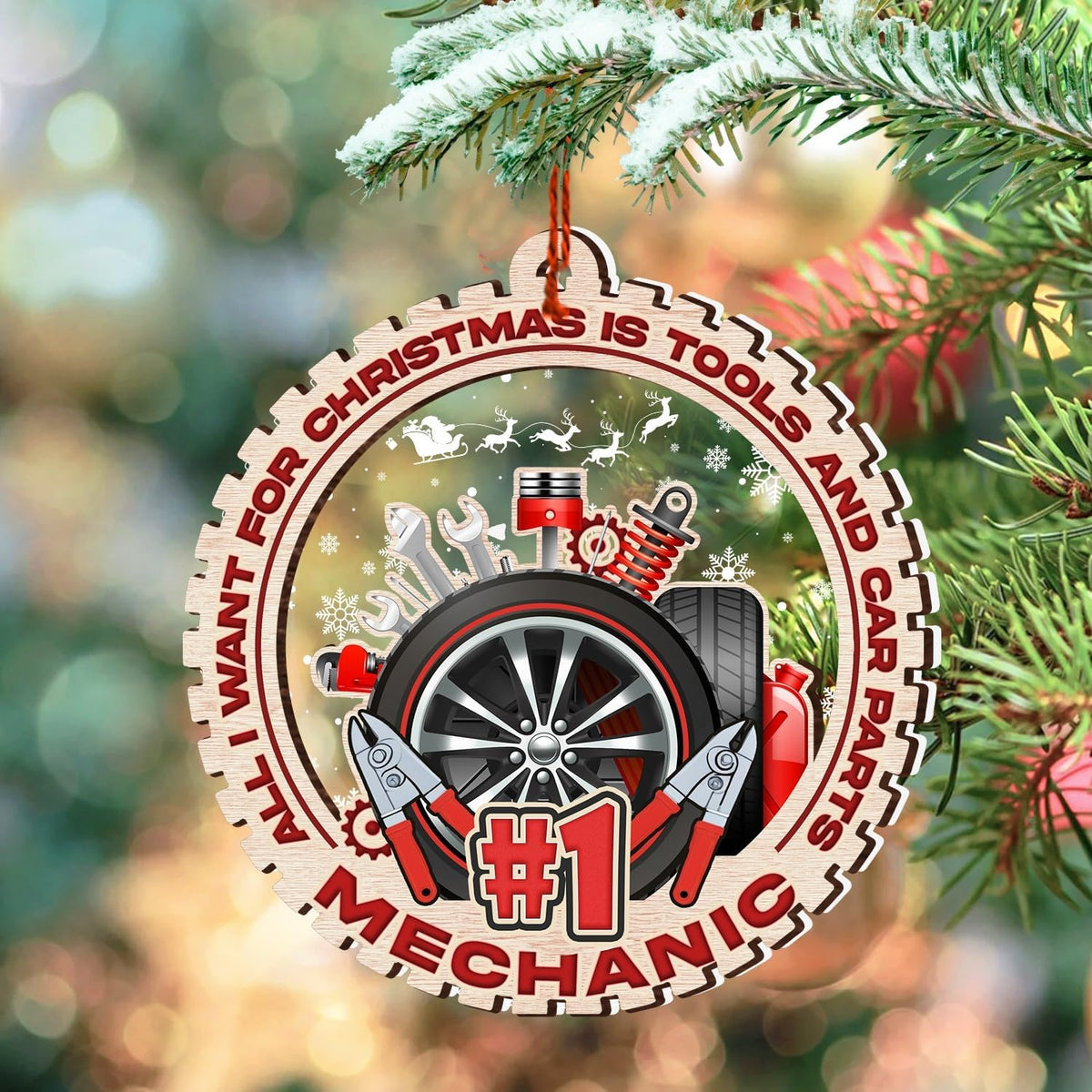 Mechanic Christmas Ornaments - 2 Layers Wood & Acrylic - Gifts & Decorations