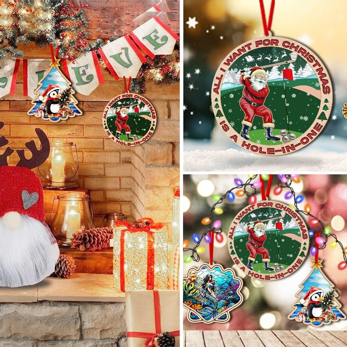 Golf Ornaments for Christmas Tree - Golfer Ornament - 2024 Golf Gifts for Women, Men & Golfers - Christmas Decorations