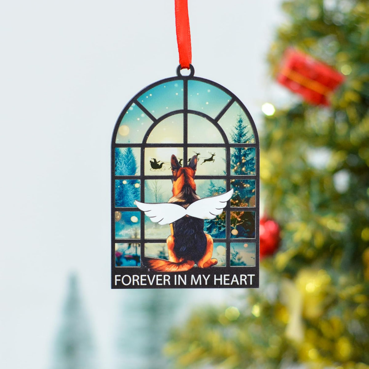 German Shepherd Christmas Ornament, Angel Memorial Keepsake for Dog Owners, Pet Loss Remembrance Tree Decor