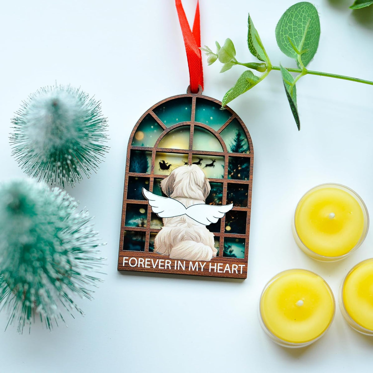 Shih Tzu Christmas Ornament, Angel Memorial Keepsake for Dog Lovers, Pet Loss Remembrance Holiday Decor