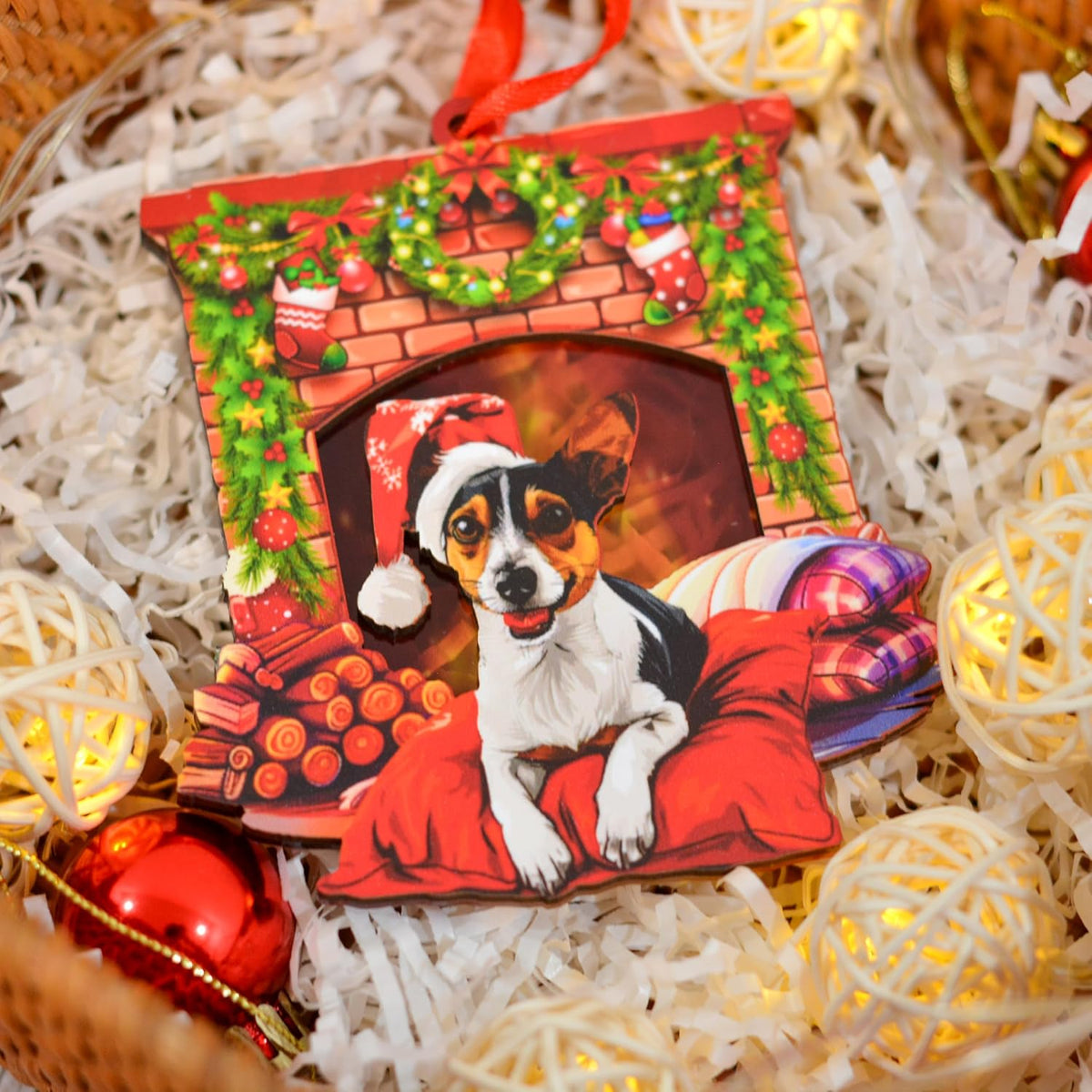 Rat Terrier Christmas Ornament, Dog Lover Keepsake Tree Decor, Holiday Gift for Rat Terrier Owners and Families