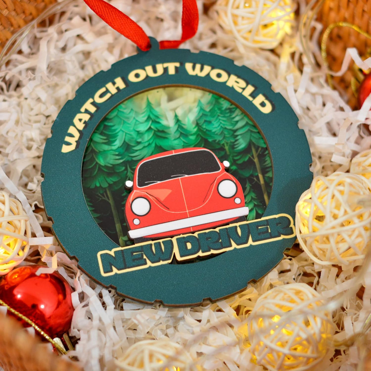 New Driver Christmas Ornament, First Car and License Keepsake, Holiday Tree Hanging Gift for First-Time Drivers