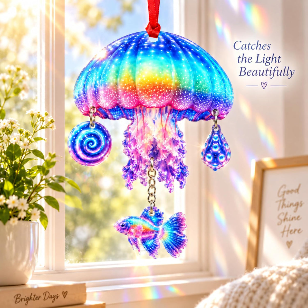 Jellyfish Christmas Ornament 2026, Jellyfish Ornaments for Christmas Tree, 1 Set 4pcs Jelly Fish Ornaments