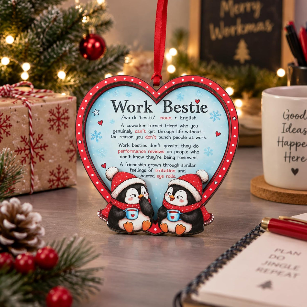 Work Bestie Christmas Ornament 2026, Coworker Ornaments, Coworker Friend Gift Wood Acrylic Holiday Decor
