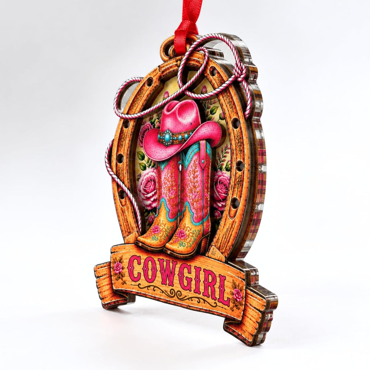 Cowgirl Christmas Ornament 2026, Cowgirl Boot Ornament for Christmas Tree, Cow Girl Ornaments for Christmas Tree