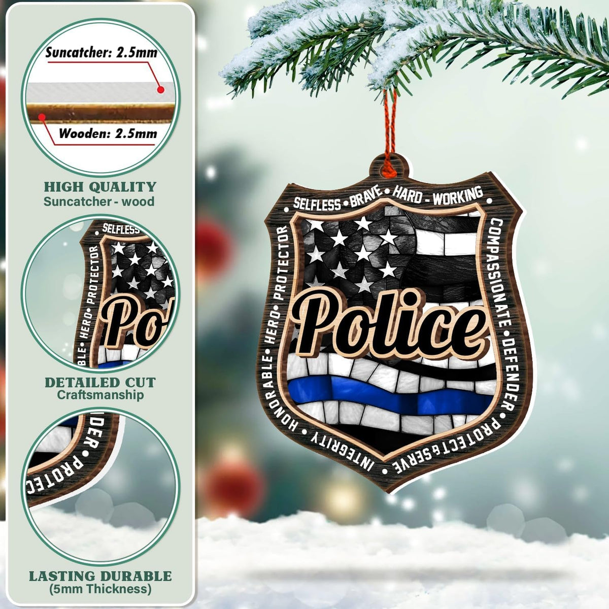 Police Ornaments - Christmas Officer Decor - 2024 Gifts for Men