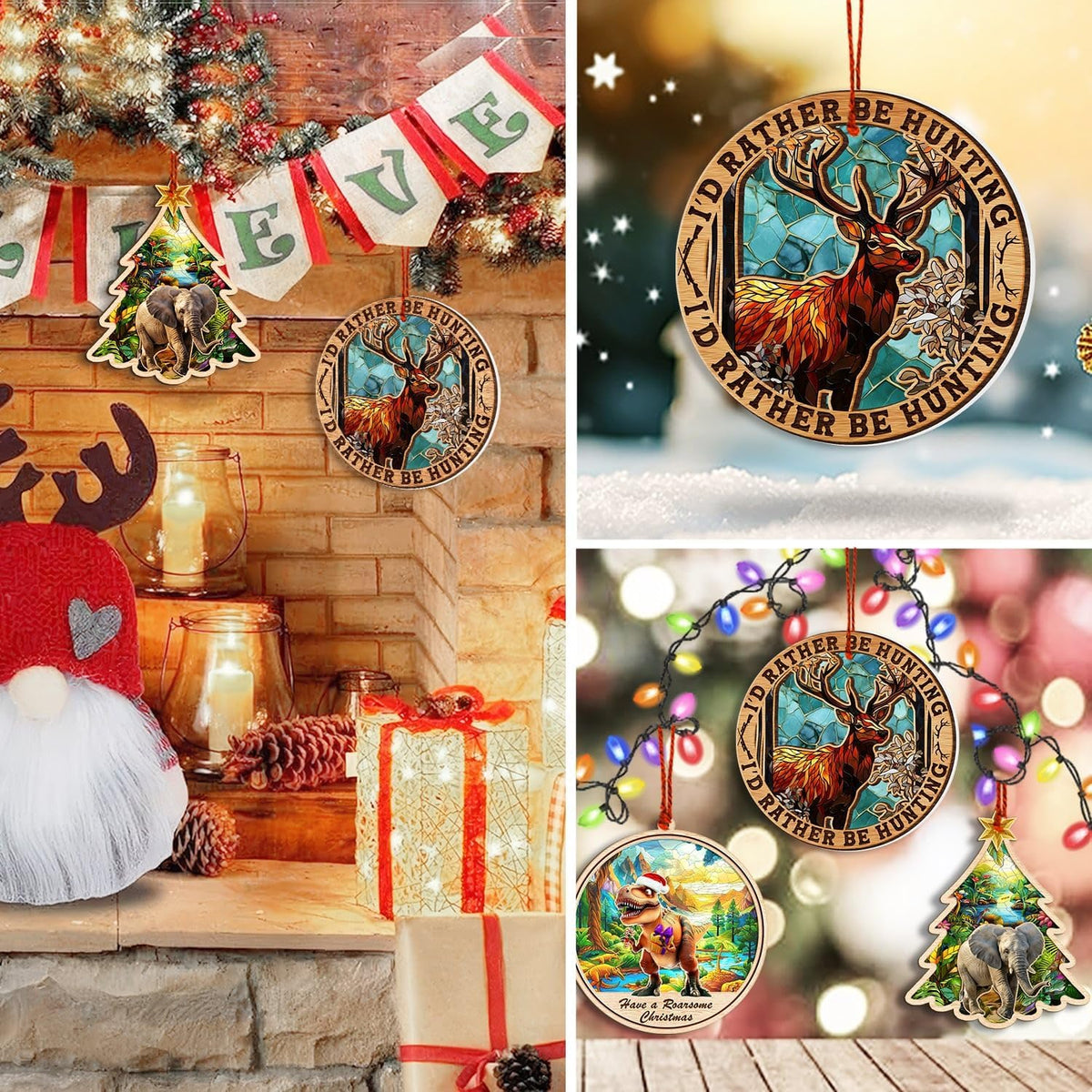 Deer Christmas Ornament, Hunting Theme Holiday Decor, Rustic Wildlife Keepsake Gift for Hunters and Outdoor Lovers