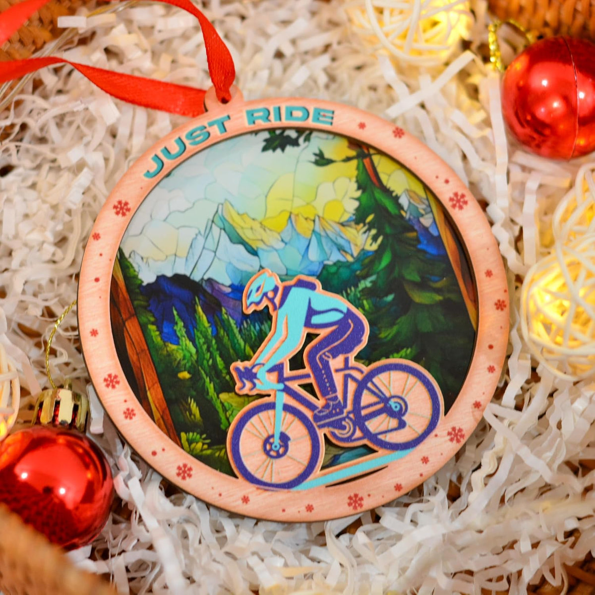Biking Bicycle Christmas Ornament, Christmas Tree Holiday Ornament for Bike Lovers, for Cyclist, Bikers, Cycling, Racing Enthusiasts