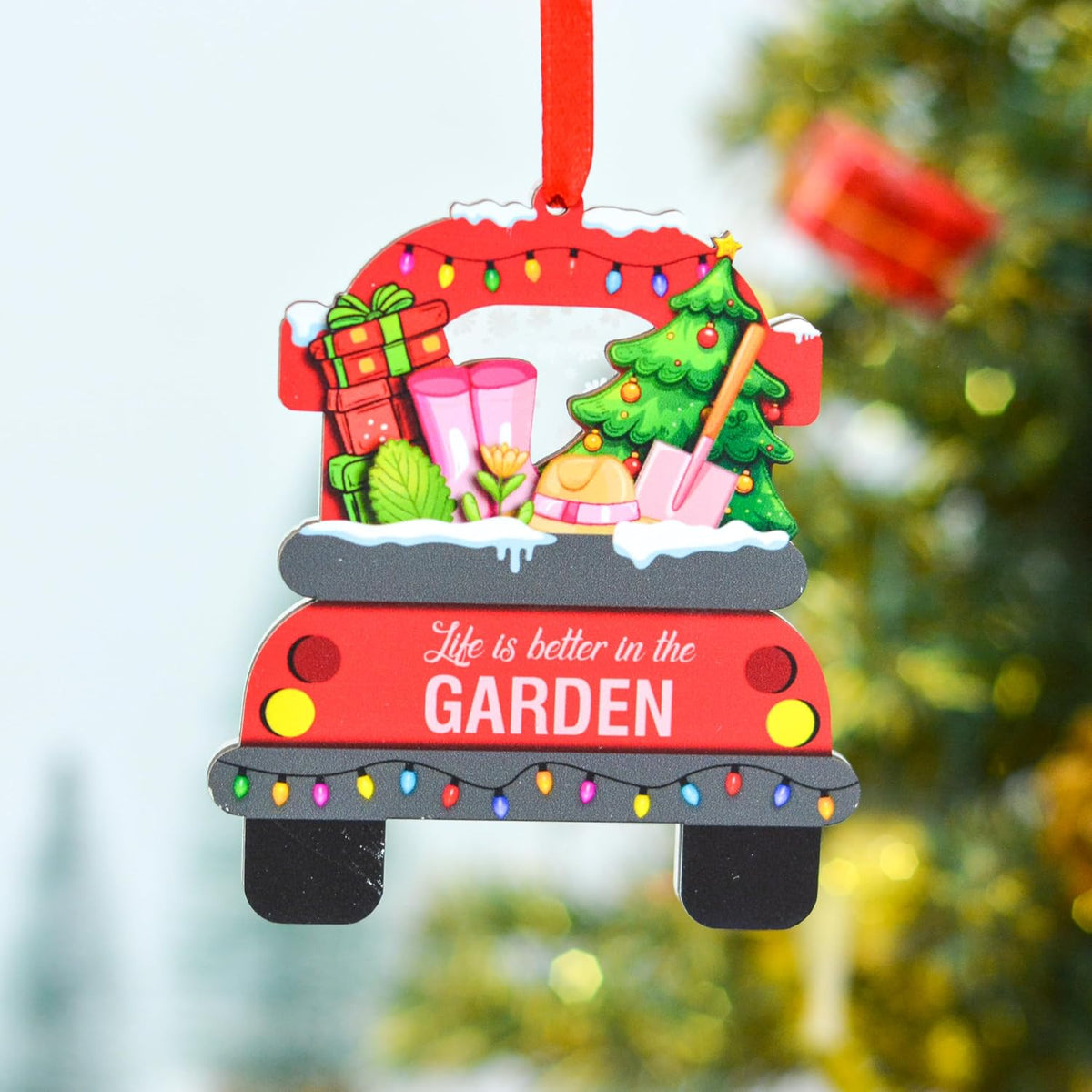Gardening Christmas Ornament, Plant Lover Tree Decor with Garden Tools Design, Holiday Gift for Gardeners
