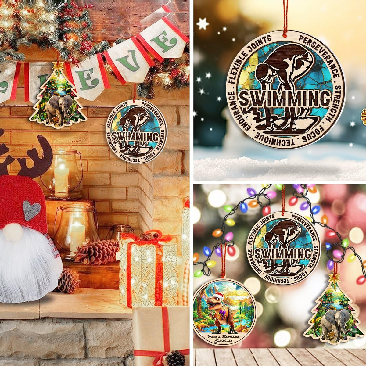 Swimming Christmas Ornament, Swimmer Tree Decor, Suncatcher Keepsake Gift for Swim Lovers, Coaches and Athletes