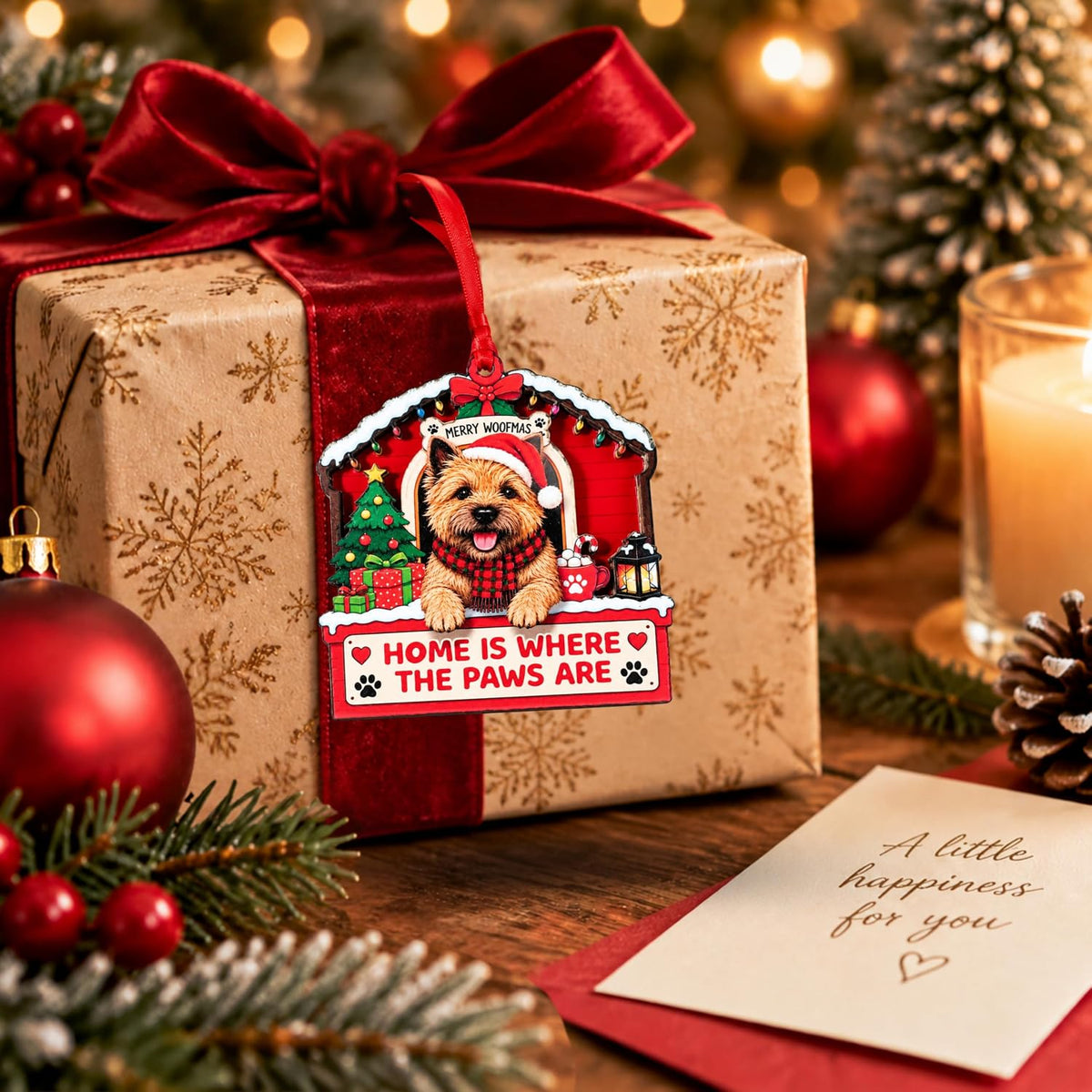 Cairn Terrier Christmas Ornament 2026, Dog Lover Ornaments Gift, 3D Wood Acrylic Christmas Decor, Wood & Acrylic Gift