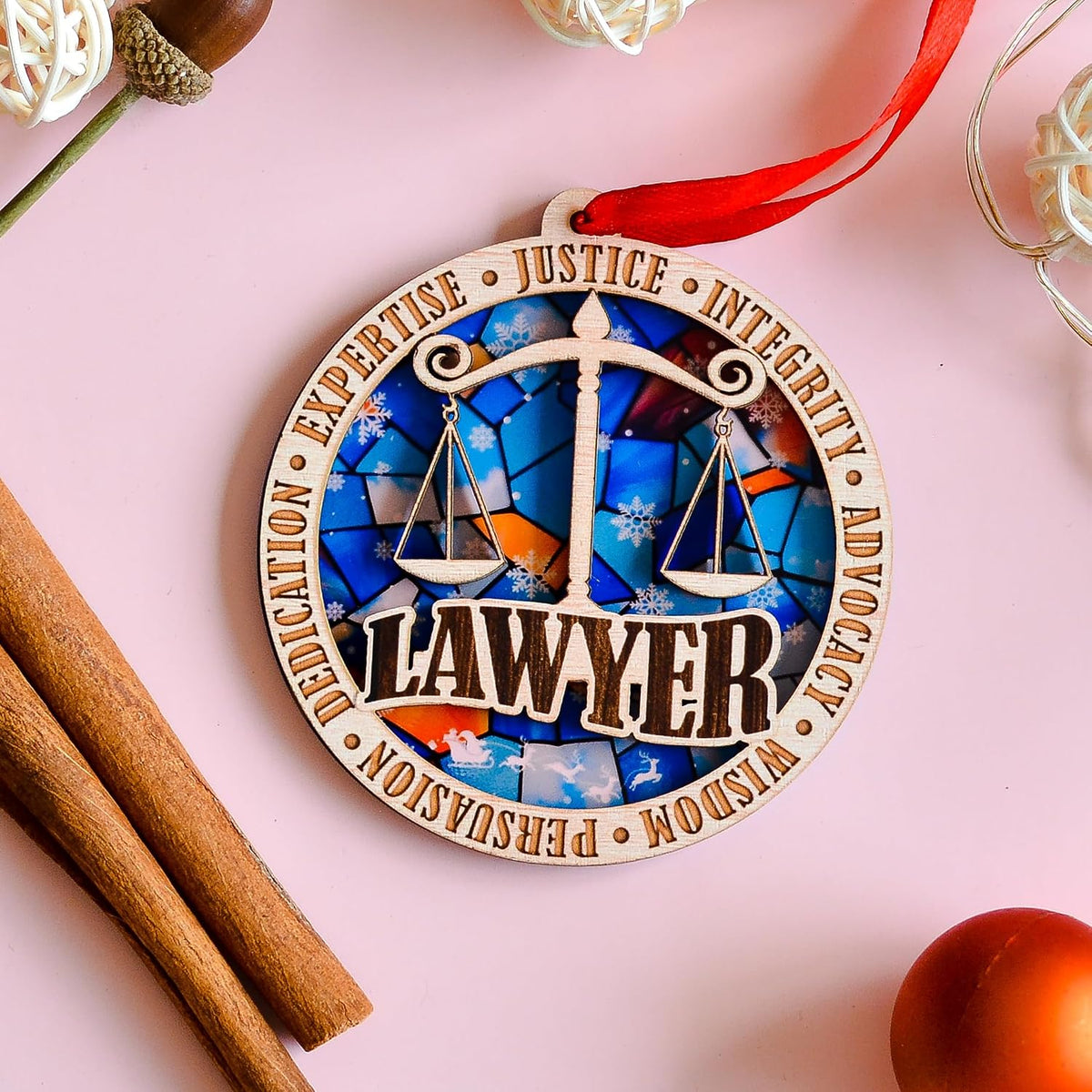 Lawyer Christmas Ornament, Law Office Tree Decor Keepsake, Holiday Gift for Attorneys and Legal Professionals