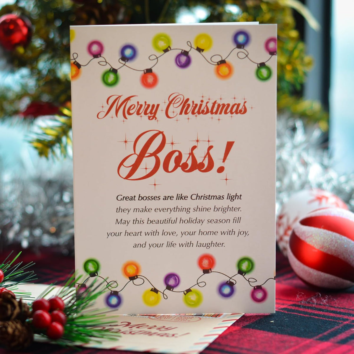 Christmas Card for Boss or Mentor with Envelope and Seal – Merry Holiday Greeting