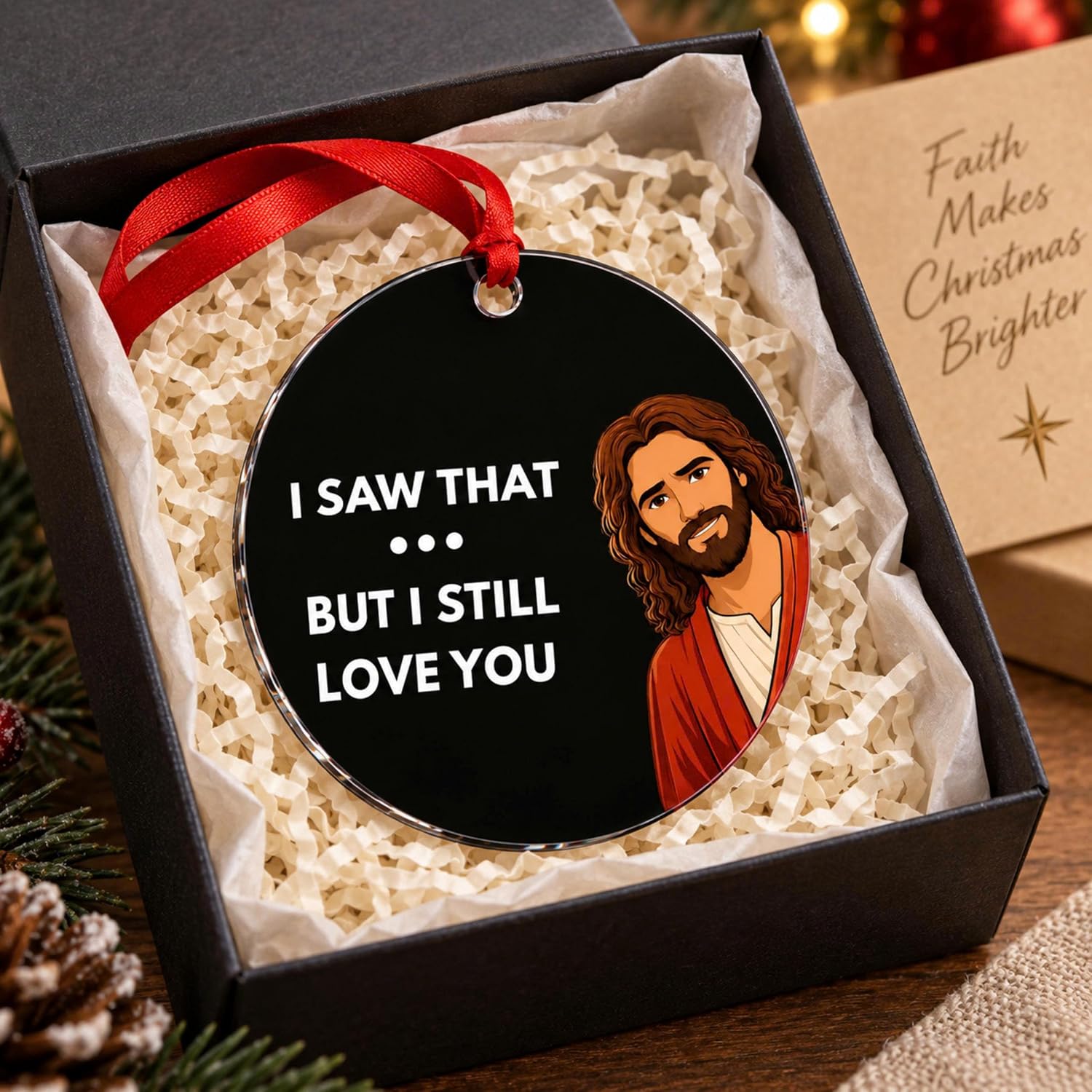 I Saw That Jesus Christmas Ornament, Jesus I Saw That Ornament for Christmas Tree, Religious Christmas Gift