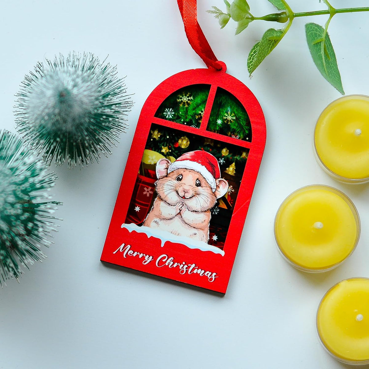 Hamster Christmas Ornament for Lovers, Daughter, Son, Kids - Holiday Tree Hanging Decor and Xmas Gift
