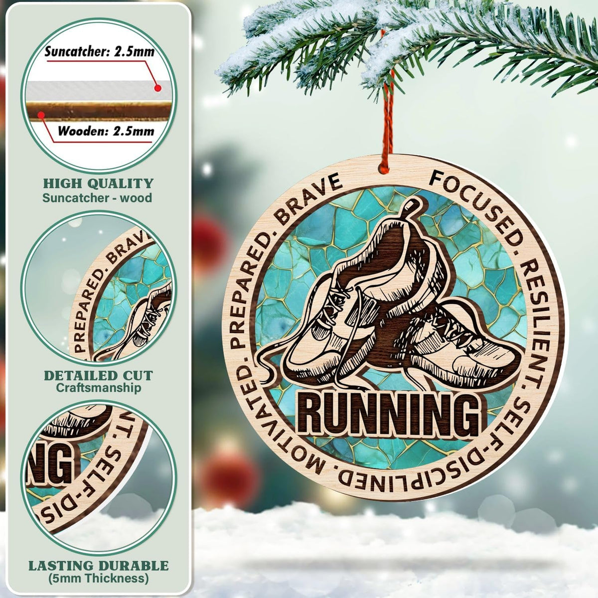 Running Ornaments - Runner Ornaments for Christmas Tree - Suncatcher Ornaments for Half Marathon Runner for Runing Lovers, Runner Women, Men - Best Gifts for Runners