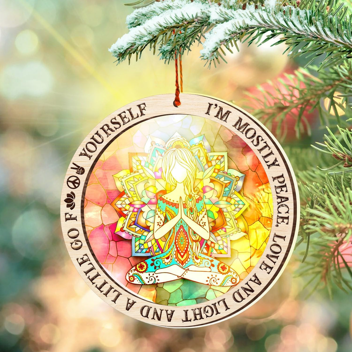 Yoga Christmas Ornament, Namaste Suncatcher Tree Decor, Inspirational Keepsake Gift for Yoga Lovers and Instructors