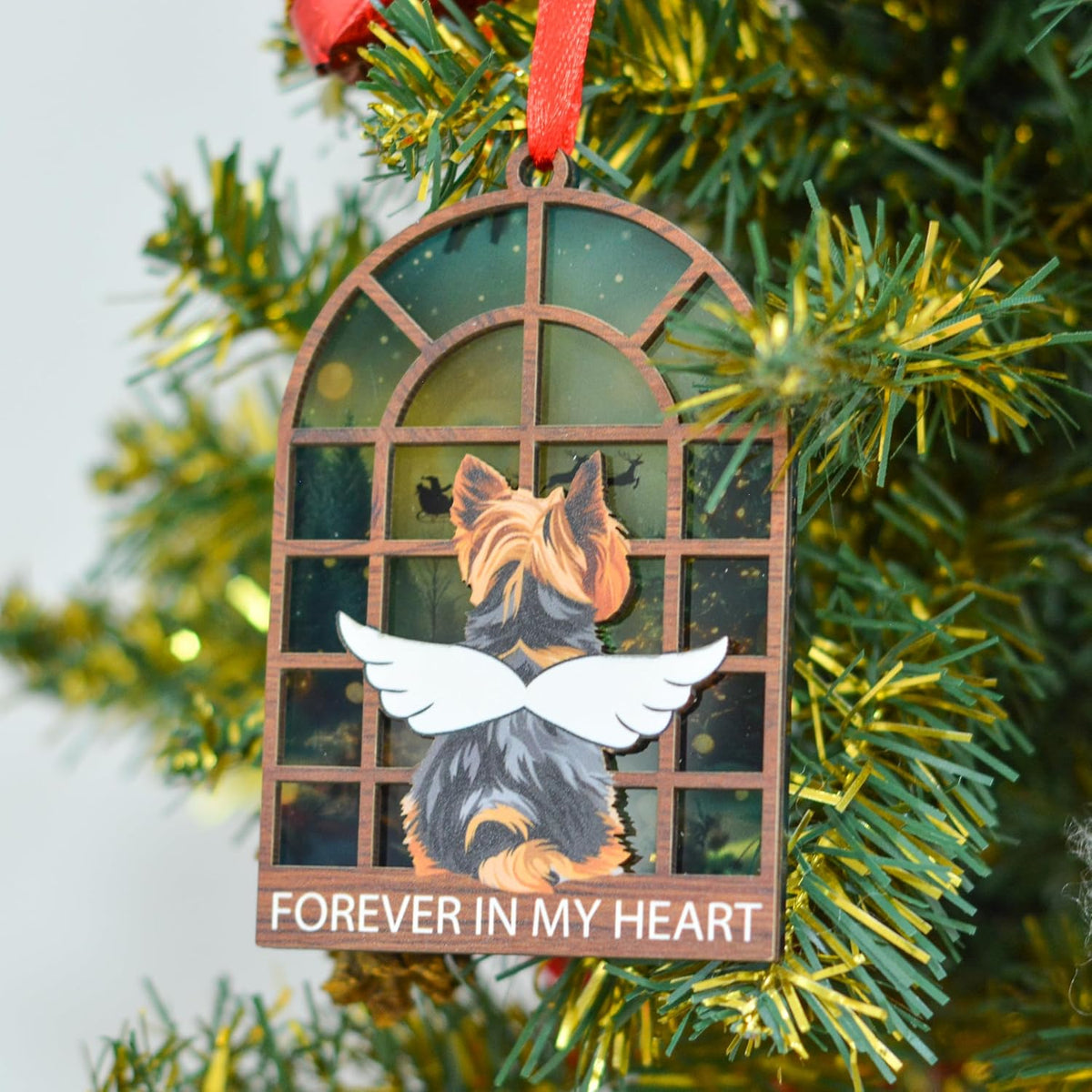 Yorkshire Terrier Christmas Ornament, Angel Memorial Keepsake for Yorkie Owners, Pet Lover Holiday Tree Decor