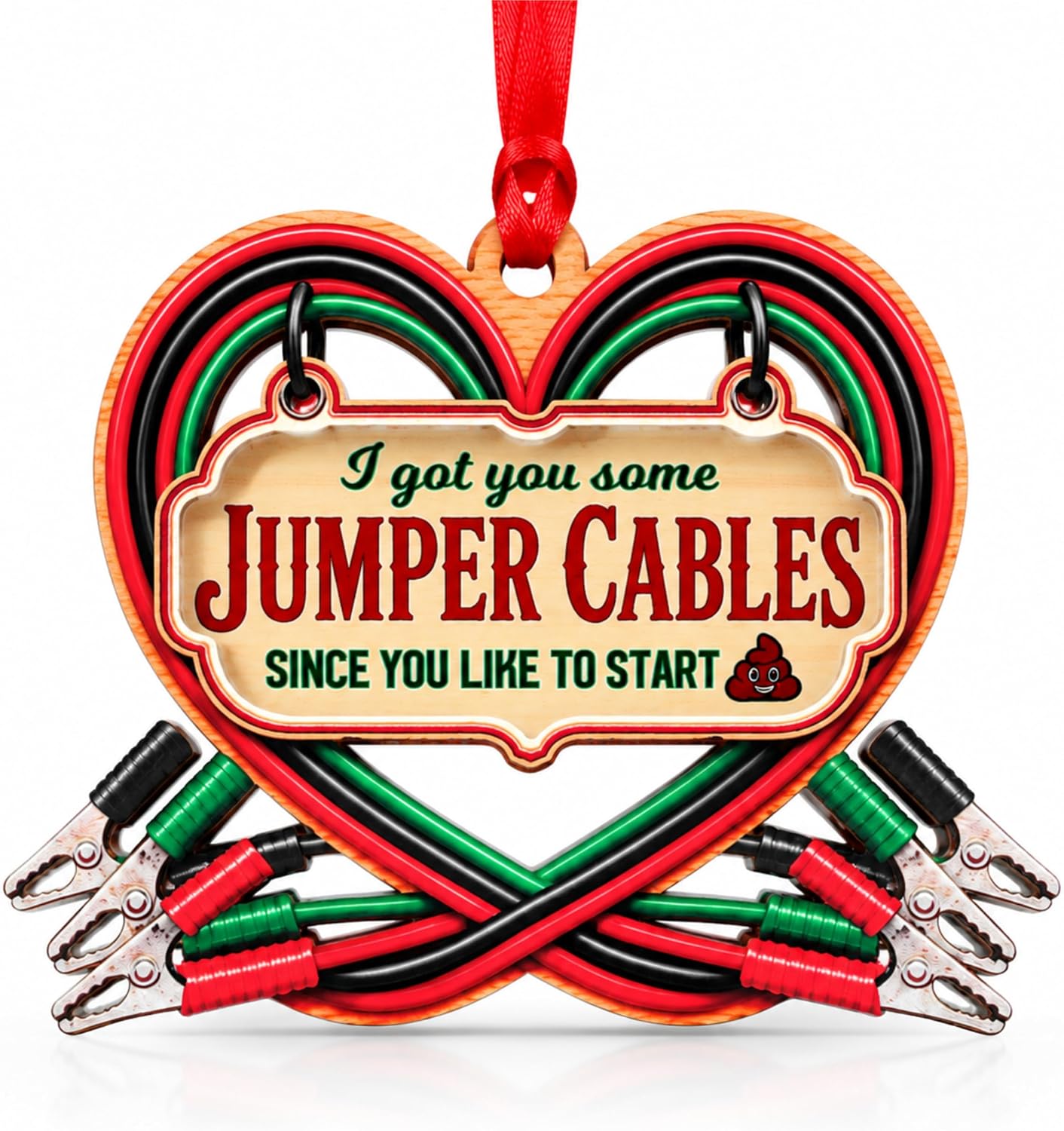 I Got You Some Jumper Cables Christmas Ornament 2026, Funny Gift for Friend Coworker Family, Wood & Acrylic Gift