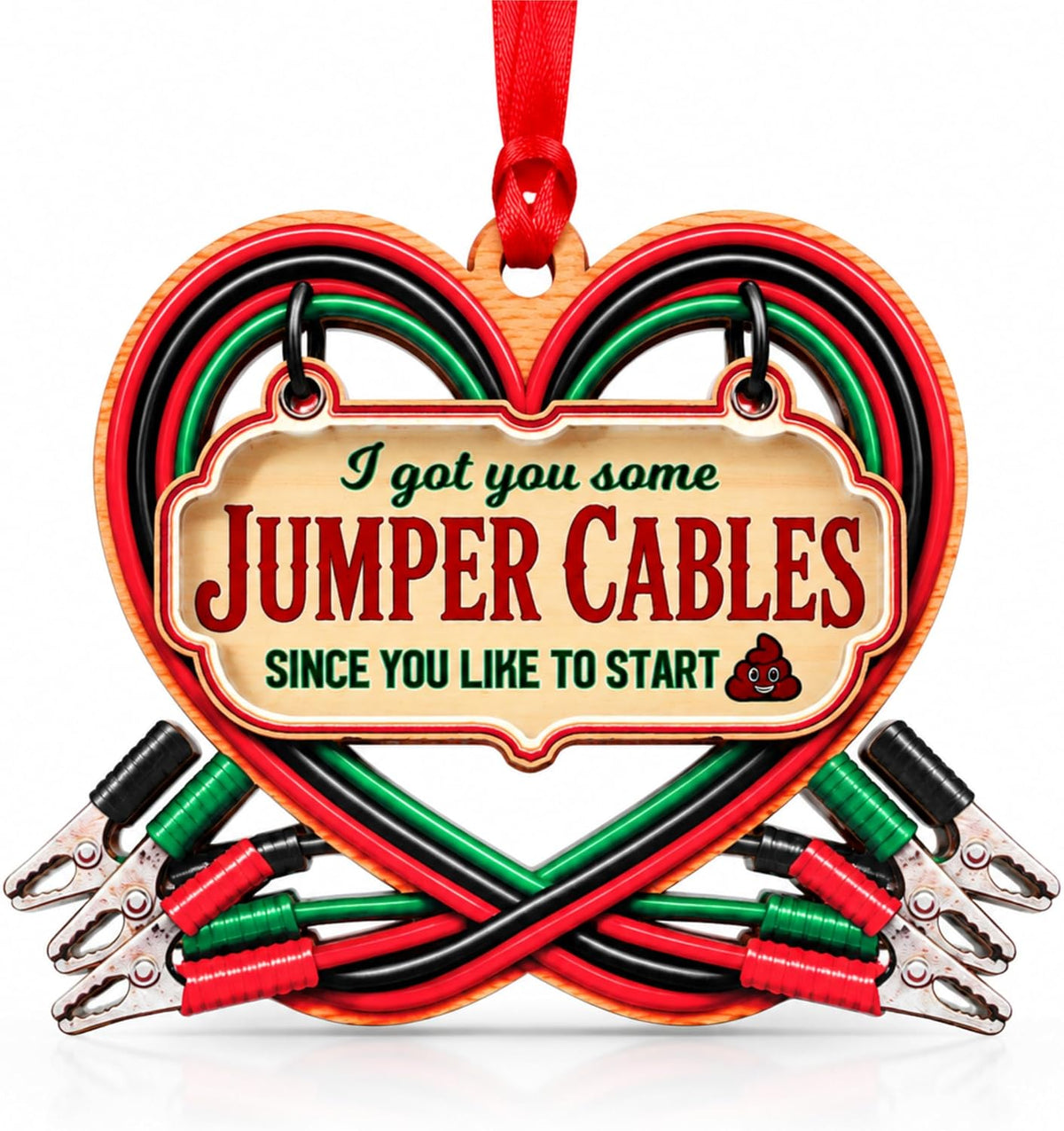I Got You Some Jumper Cables Christmas Ornament 2026, Funny Gift for Friend Coworker Family, Wood & Acrylic Gift