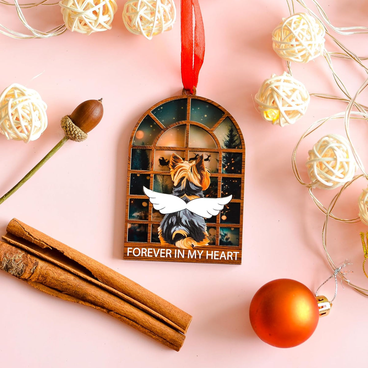 Yorkshire Terrier Christmas Ornament, Angel Memorial Keepsake for Yorkie Owners, Pet Lover Holiday Tree Decor
