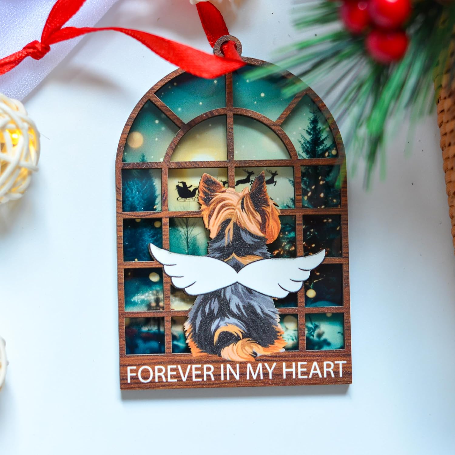 Yorkshire Terrier Christmas Ornament, Angel Memorial Keepsake for Yorkie Owners, Pet Lover Holiday Tree Decor