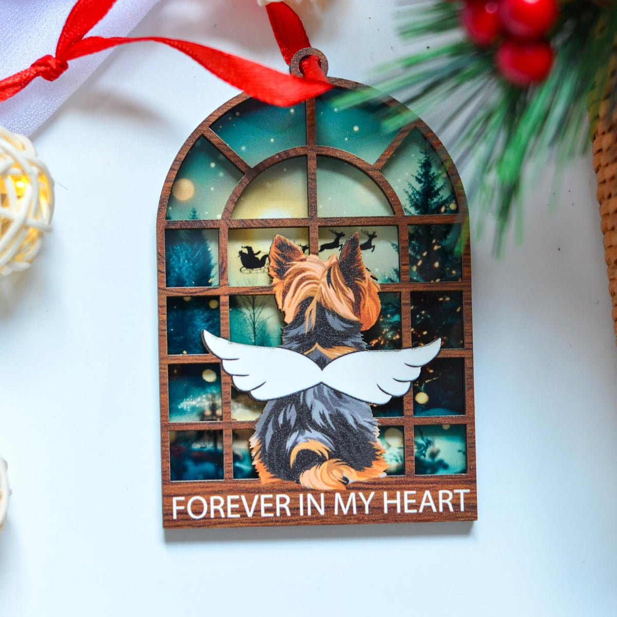 Yorkshire Terrier Christmas Ornament, Angel Memorial Keepsake for Yorkie Owners, Pet Lover Holiday Tree Decor