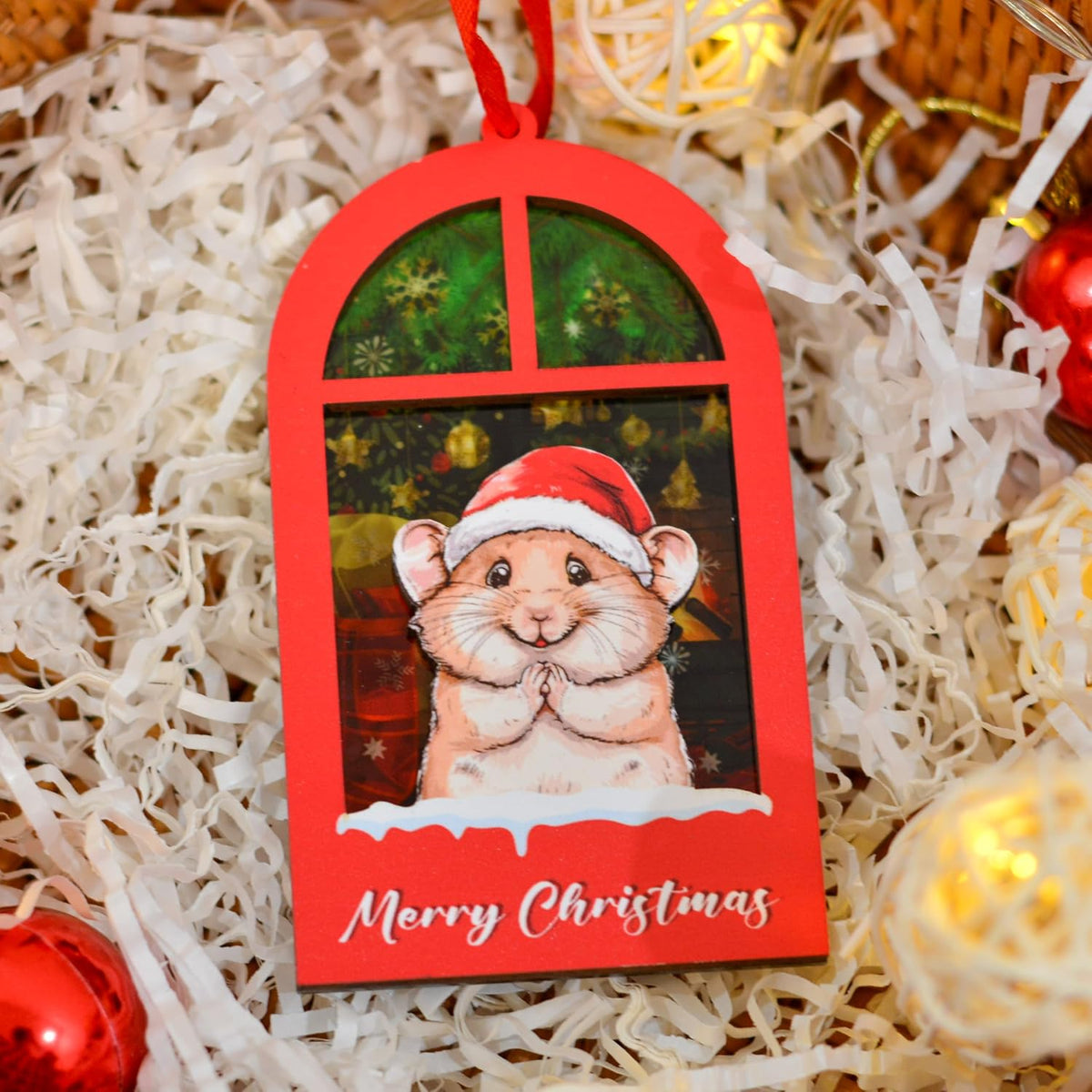 Hamster Christmas Ornament for Lovers, Daughter, Son, Kids - Holiday Tree Hanging Decor and Xmas Gift