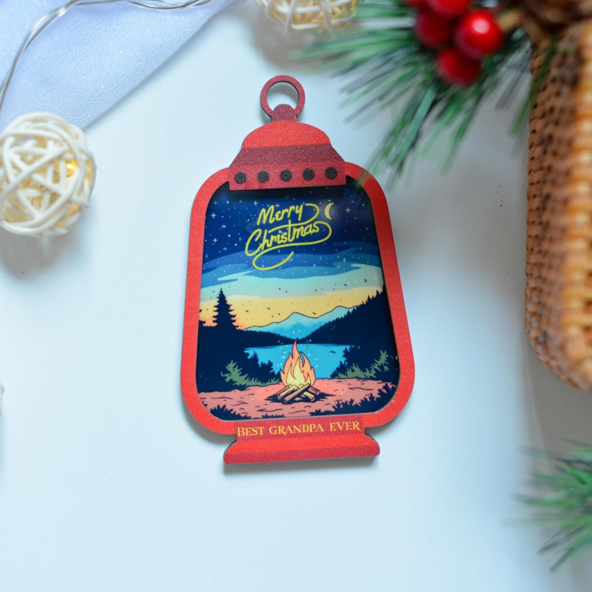 Christmas Ornament for Grandpa, Grandfather Keepsake, Merry for Grandpa, Grandfather, Papa from Granddaughter, Grandson, Children, Kids