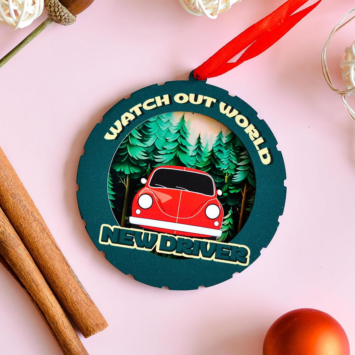 New Driver Christmas Ornament, First Car and License Keepsake, Holiday Tree Hanging Gift for First-Time Drivers