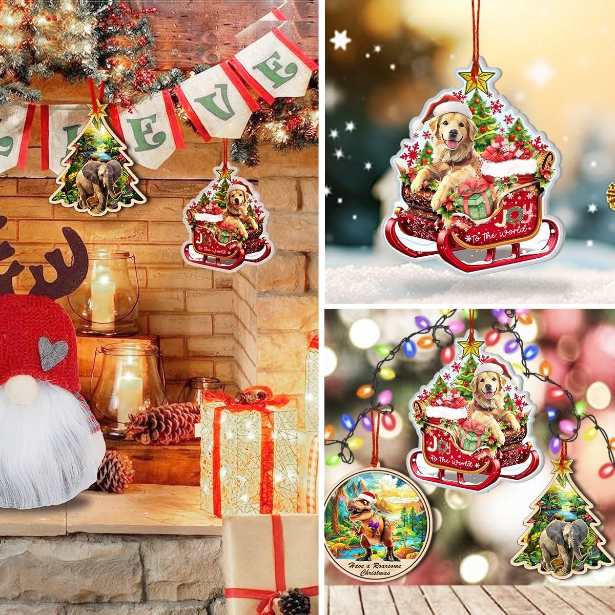 Golden Retriever Christmas Ornament 2025 - Golden Dog Breed Aluminum Ornaments (NOT 3D) for Christmas Tree - Animal Themed Xmas Hanging Tree Decoration - Gifts for Women, Friends, Coworker