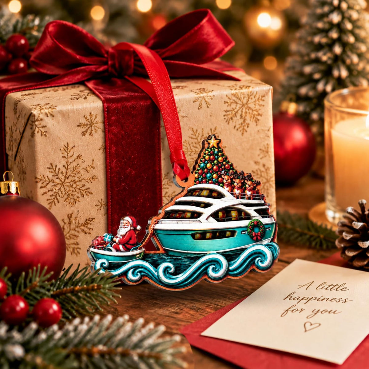 Boat Christmas Ornament 2026, Boat Ornaments for Christmas Tree, Boating Ornaments Gift Wood Acrylic Decor