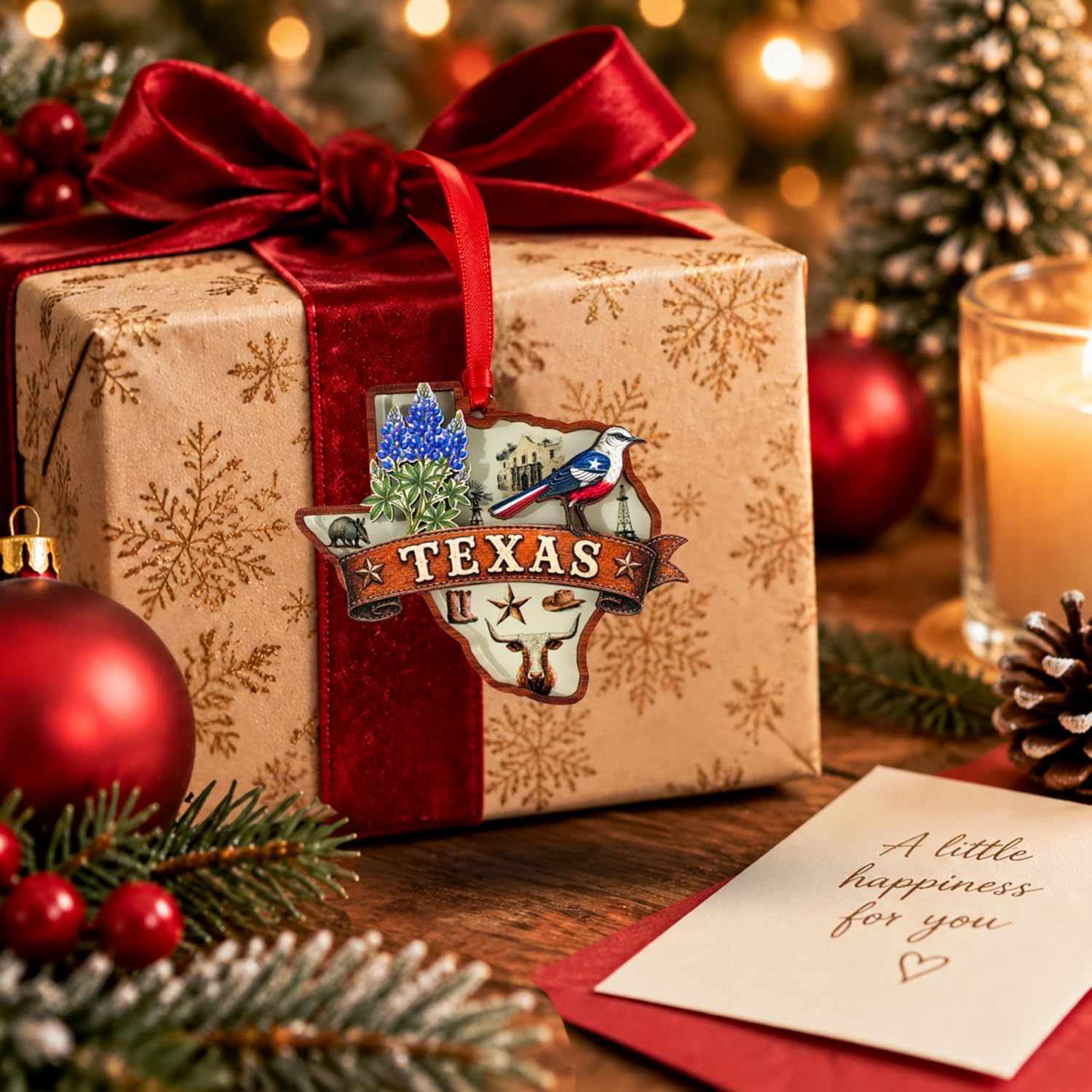 Texas Christmas Ornament 2026, Texas Christmas Ornament for Christmas Tree 2026, Wood & Acrylic Gift