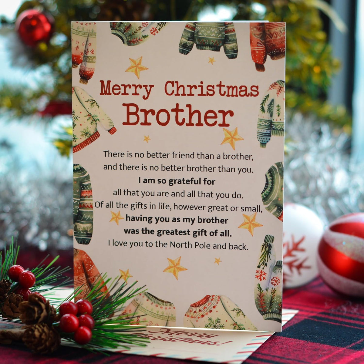 Christmas Card for Brother with Envelope and Seal – Loving Holiday Greeting to Celebrate Family