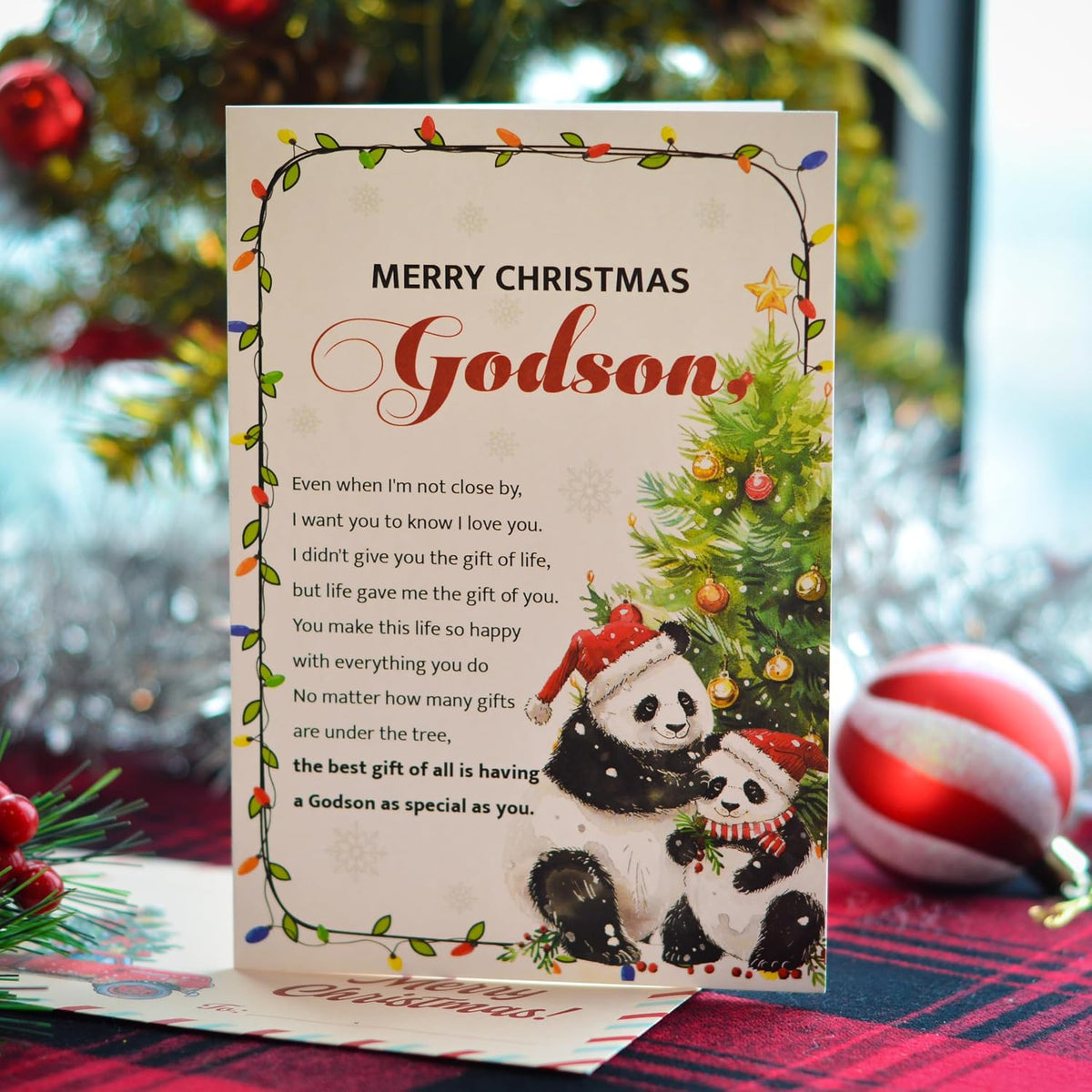 Christmas Card for Godson with Envelope and Seal – Loving Holiday Greeting to Celebrate Your Special Bond