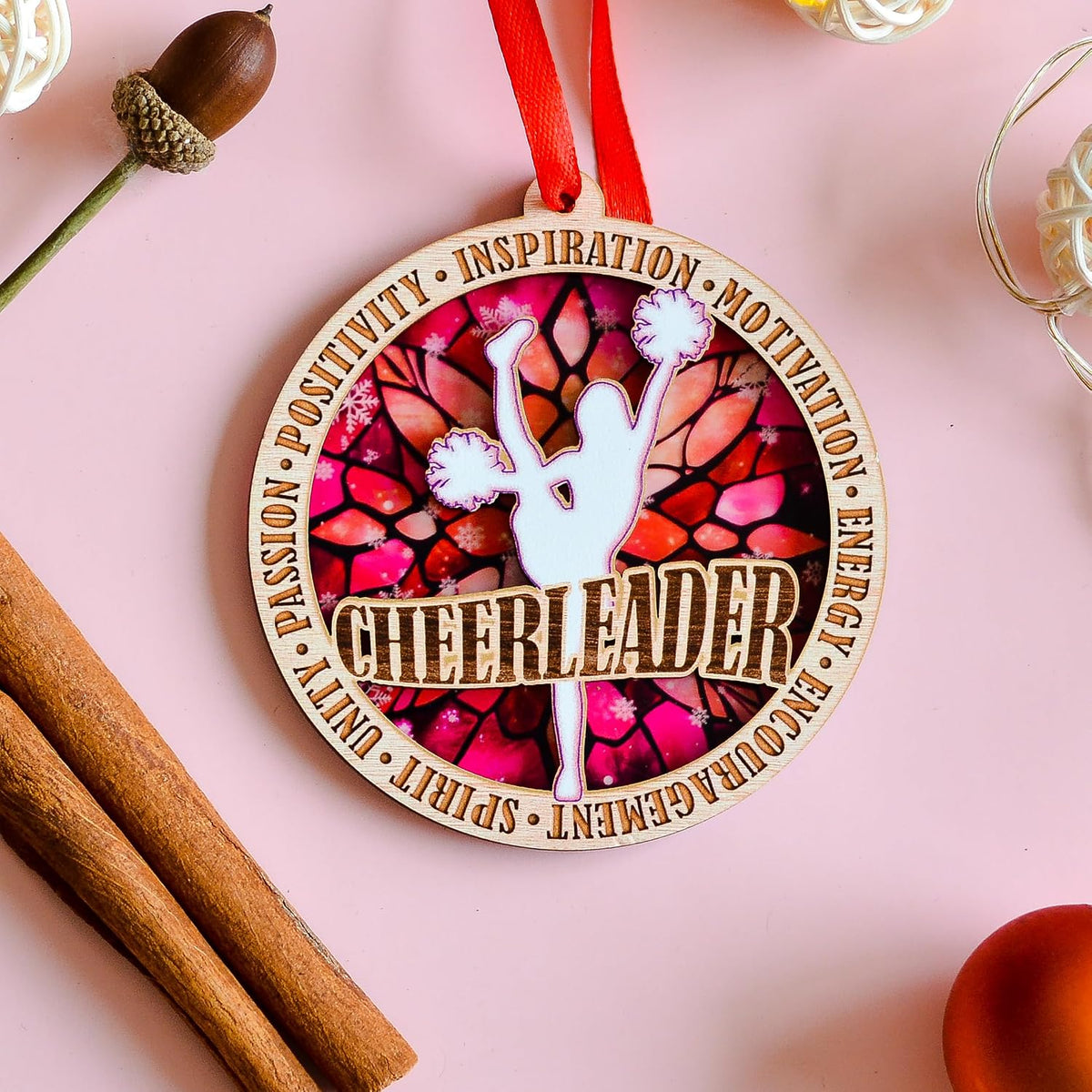 Cheerleader Christmas Ornament, Cheer Ornament, Cheerleading Hanging Xmas Ornament, for Cheer Enthusiasts, Cheer Girl, Dancer, Kids, Sports Fan