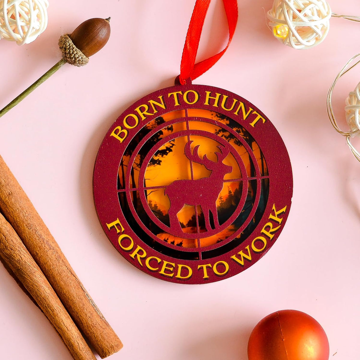 Hunting Christmas Ornament, Deer Hunting Xmas Tree Decor, for Hunters, Hunting Enthusiasts, Hunting Lovers, Him Men Her Women, Hunter Keepsake
