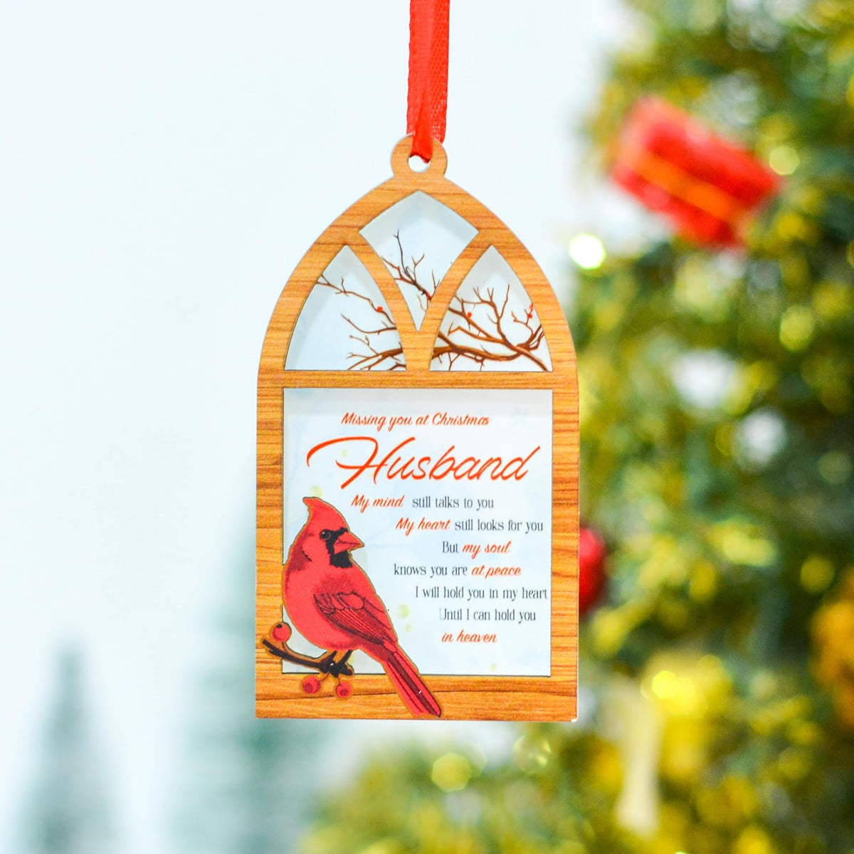 Husband Memorial Christmas Ornament, Cardinal Remembrance Keepsake, Sympathy Gift for Loss of Loved One