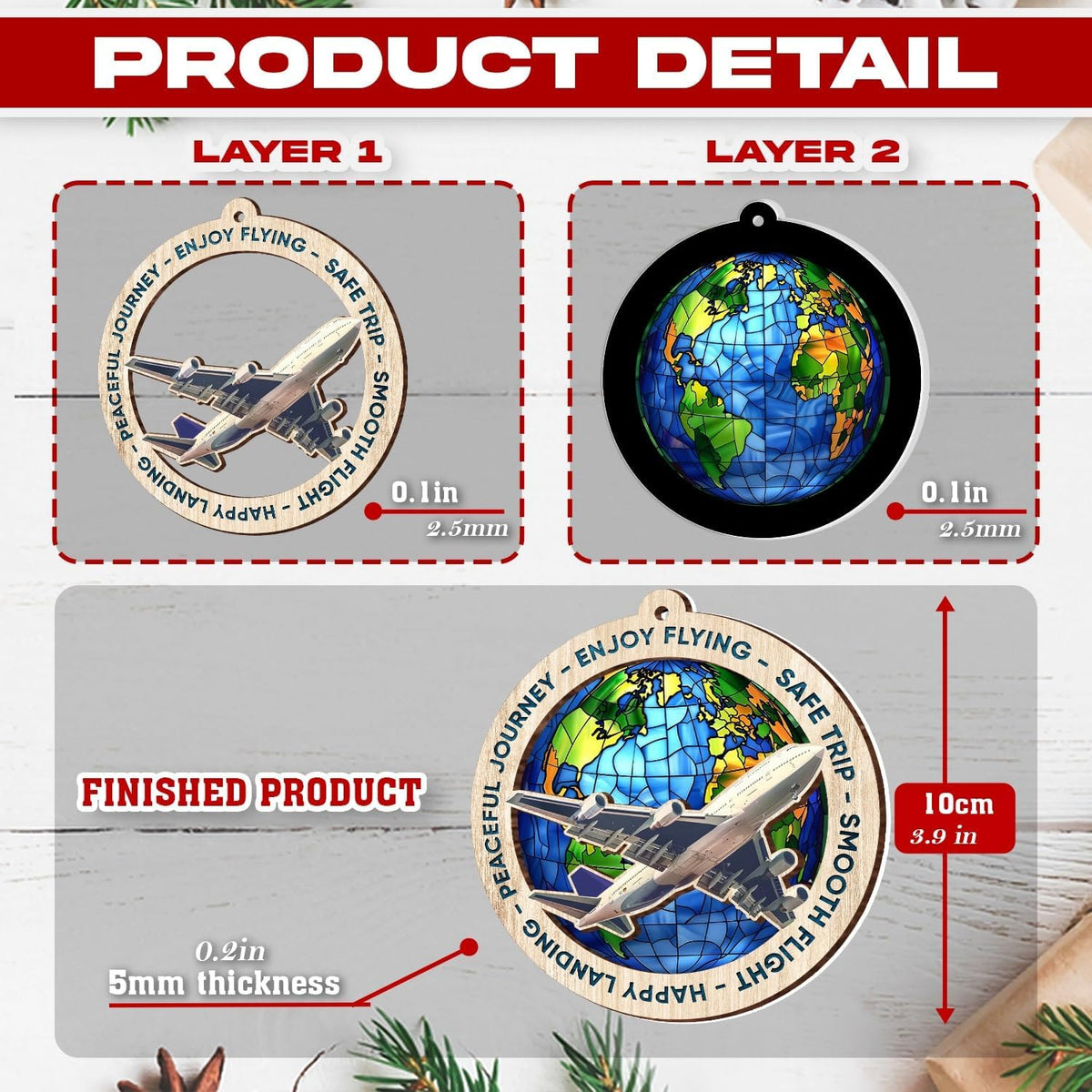 Airplane Christmas Ornaments - Plane Suncatcher - Gifts for Plane Lovers