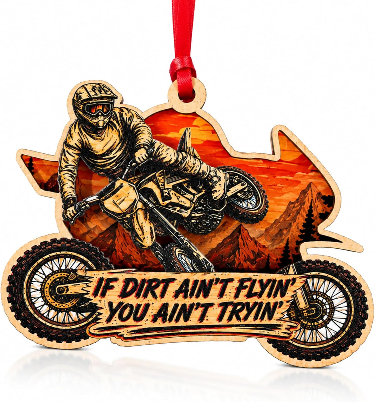 Dirt Bike Christmas Ornament 2026, Dirt Bike Ornaments for Christmas Tree 2026, 2-Layer Wood Acrylic Gifts