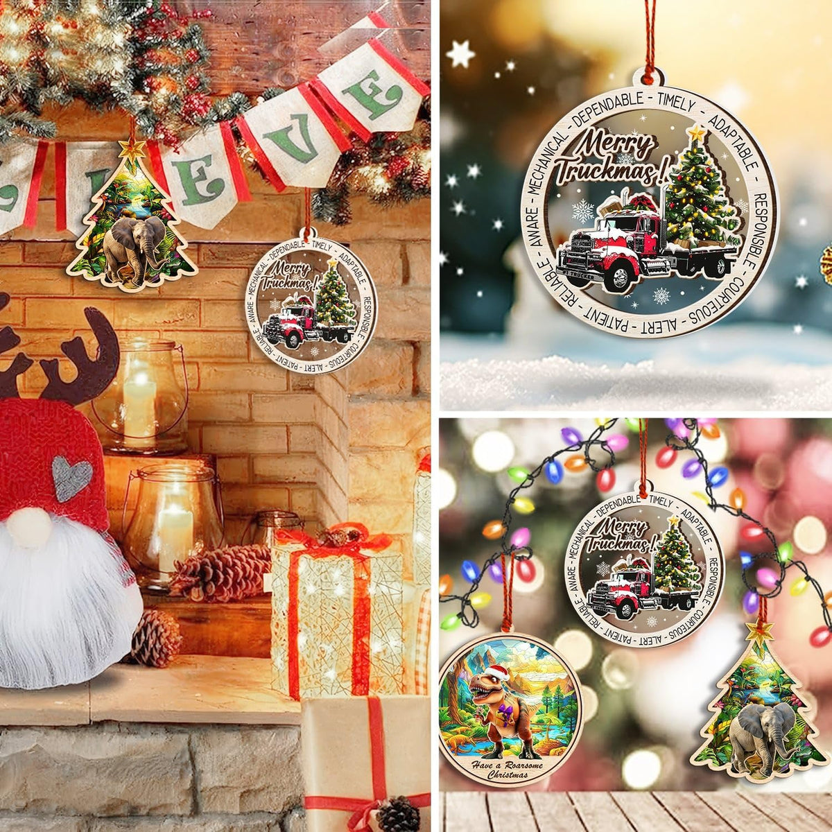 Semi Truck Christmas Ornament - Truck Ornaments for Christmas Tree - Red Truck Ornament 2024 - Truck Driver Gifts