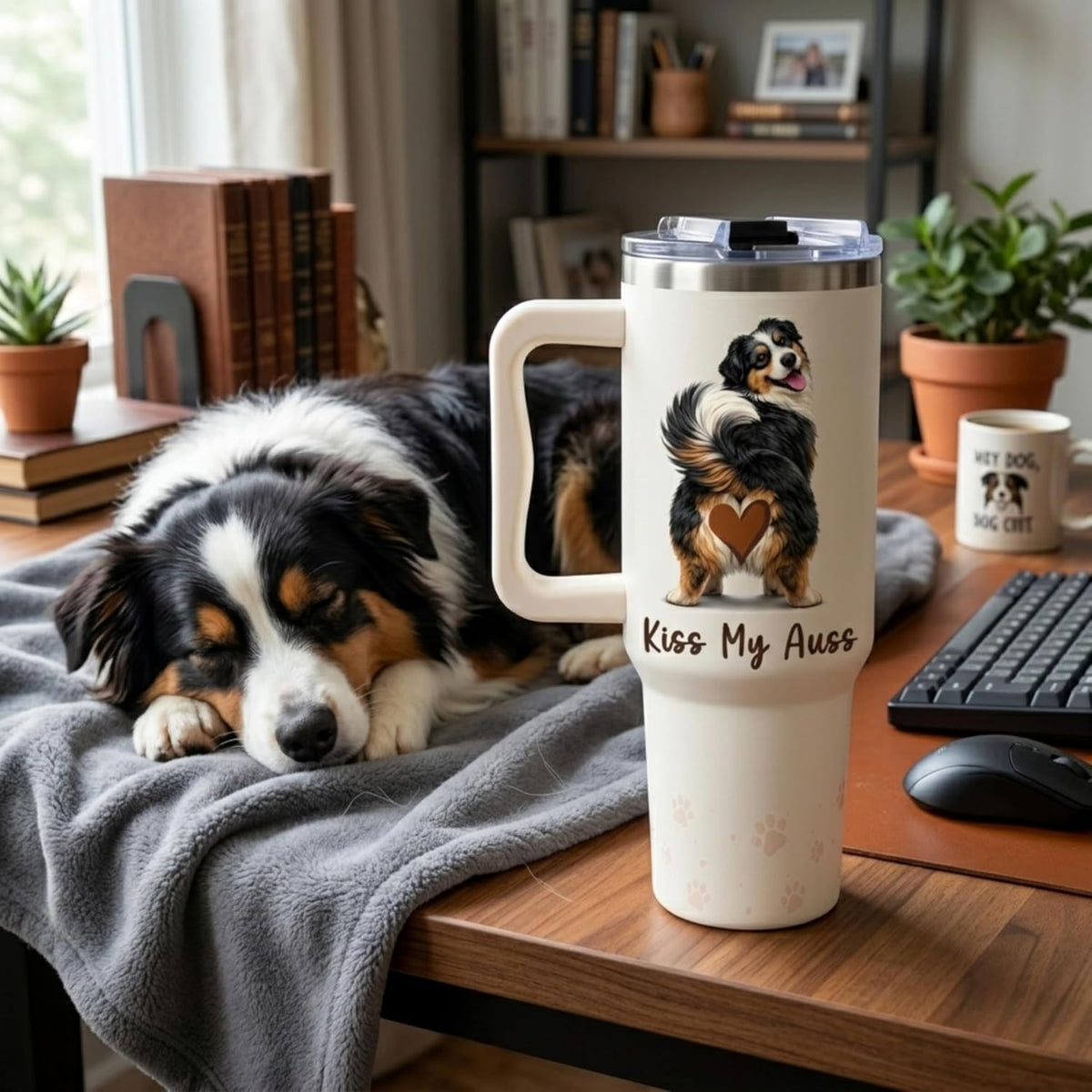AT2Z GLOBAL Australian Shepherd Gifts, Aussie Mom Gifts, Australian Shepherd Gift for Women, Aussie Dog Birthday Gift, Funny Dog Mom Cup for Birthday, 40oz Tumbler with Handle and Straw