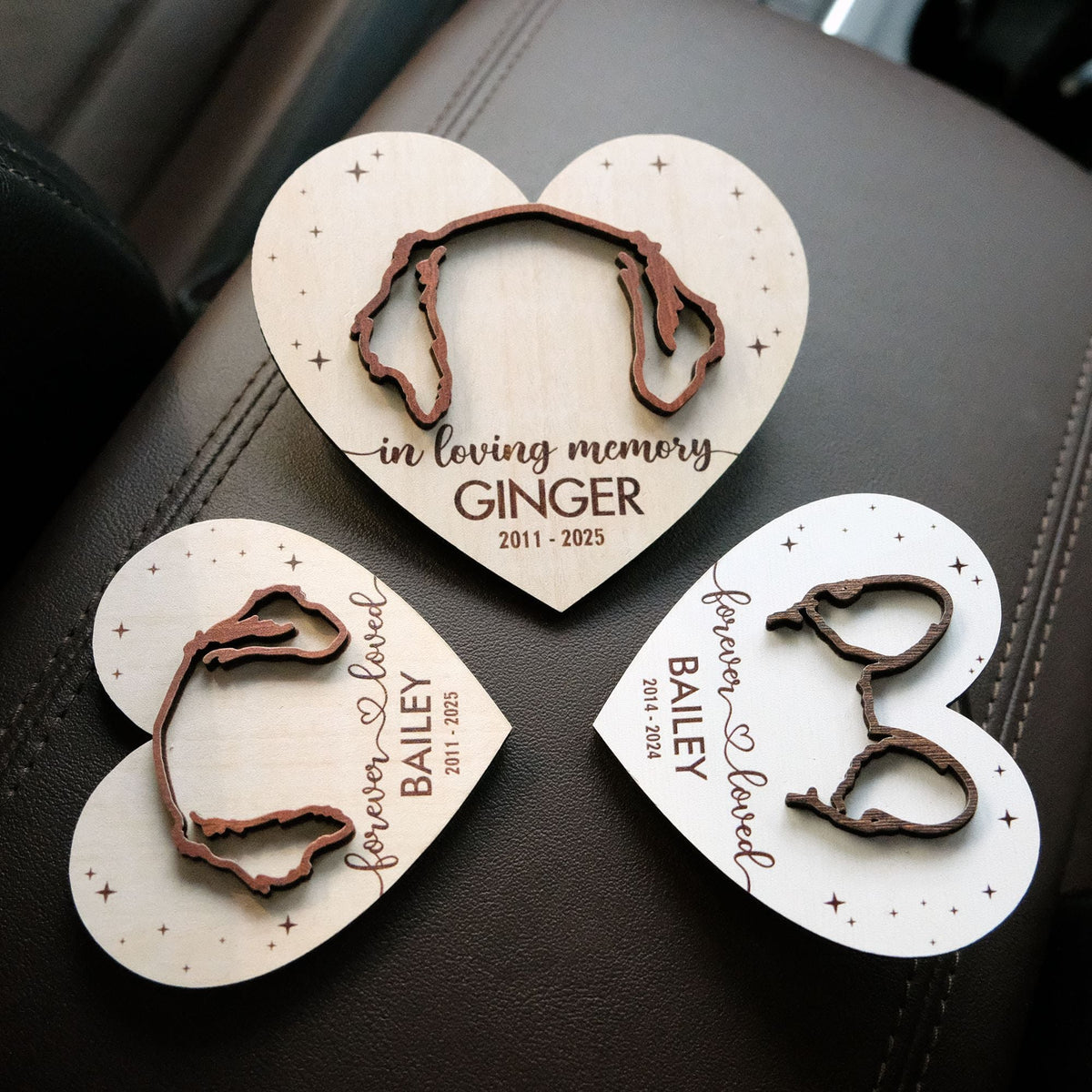 Memorial Dog Ears Wooden Car Visor Clip