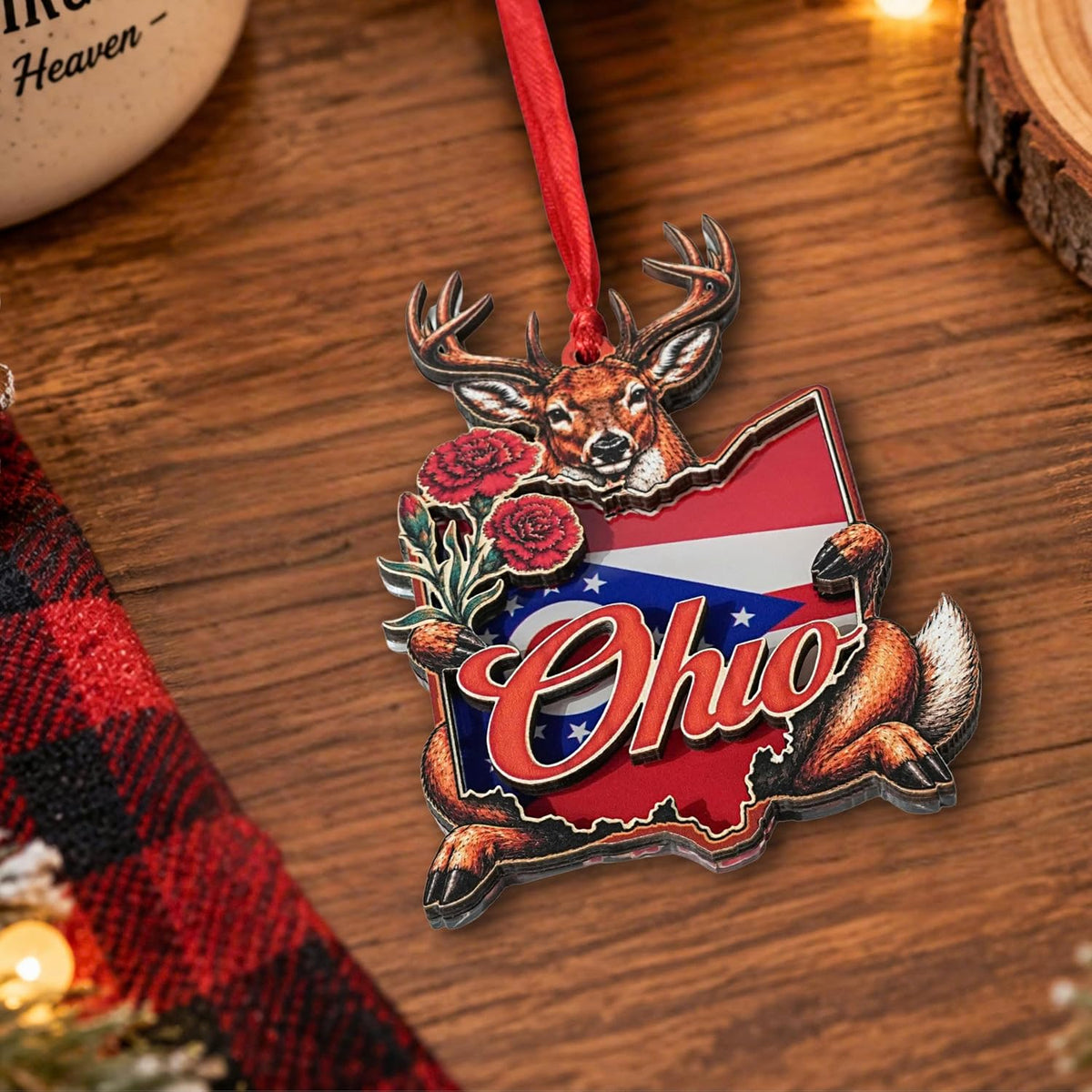 Ohio Christmas Ornament 2026, Ohio Christmas Ornament for Christmas Tree 2026, State Souvenir Gift, Wood & Acrylic Gift