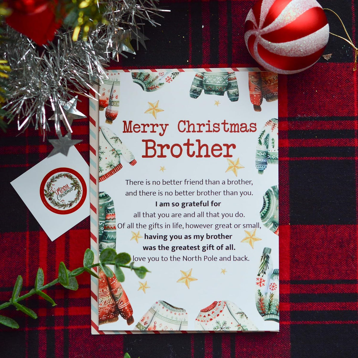 Christmas Card for Brother with Envelope and Seal – Loving Holiday Greeting to Celebrate Family