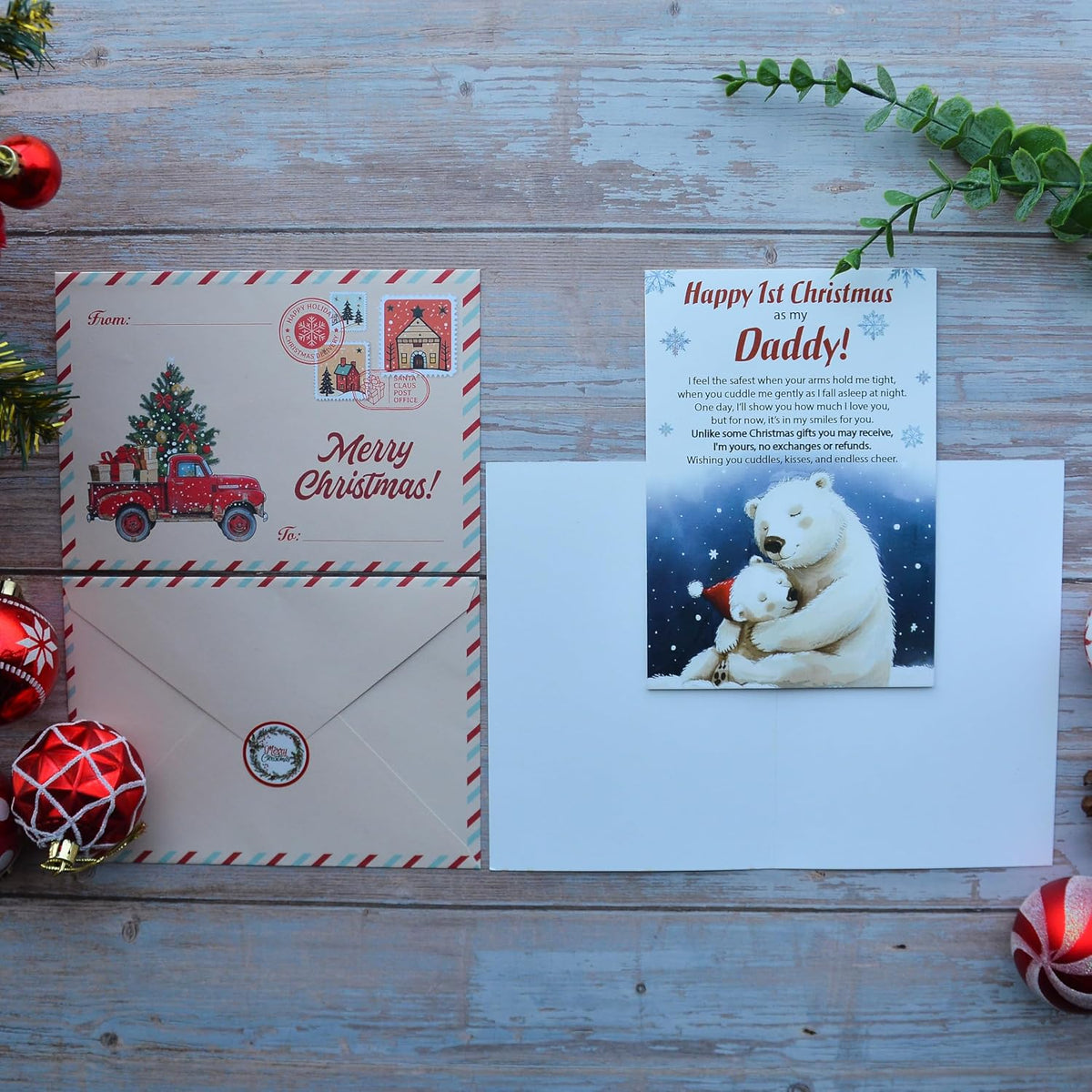 First Christmas as Dad Card with Envelope and Seal – Holiday Greeting for a New Father
