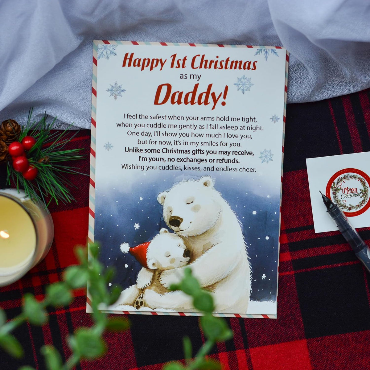 First Christmas as Dad Card with Envelope and Seal – Holiday Greeting for a New Father