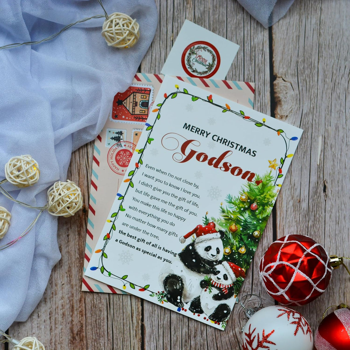Christmas Card for Godson with Envelope and Seal – Loving Holiday Greeting to Celebrate Your Special Bond